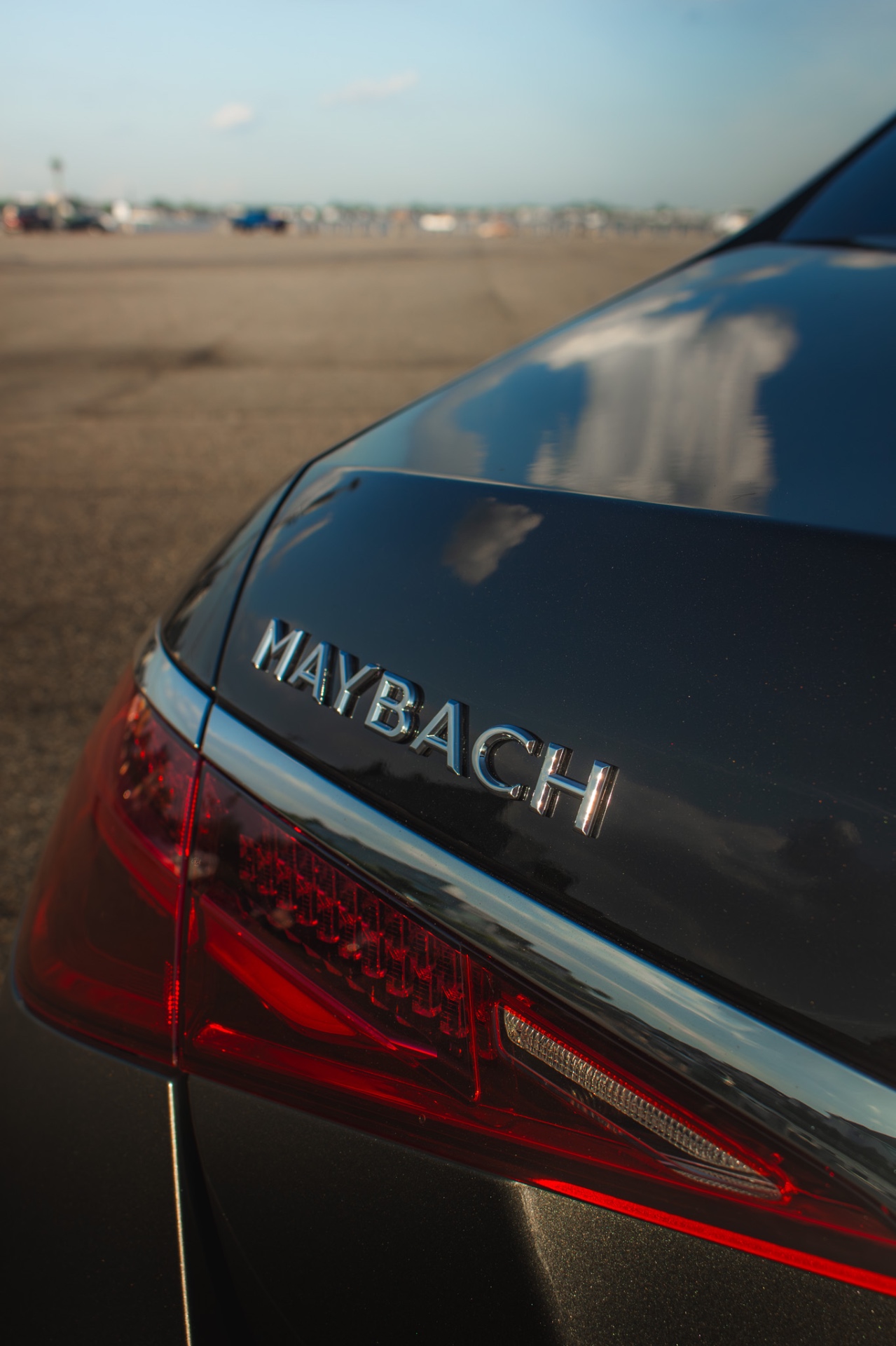 Detailed black Mercedes-Maybach with mirror-finish paint